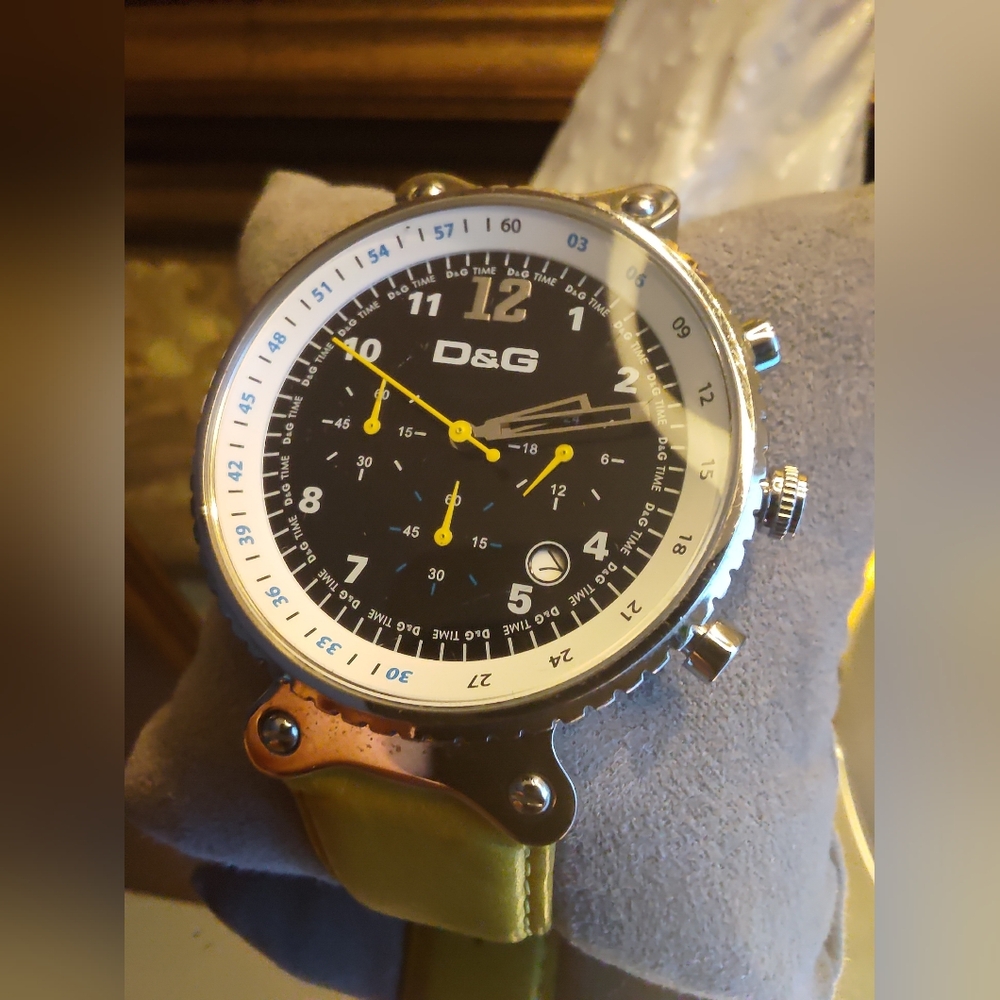😵 Authentic Large Dolce & Gabbana🤩 43mm D&G Chronograph Watch with New Battery